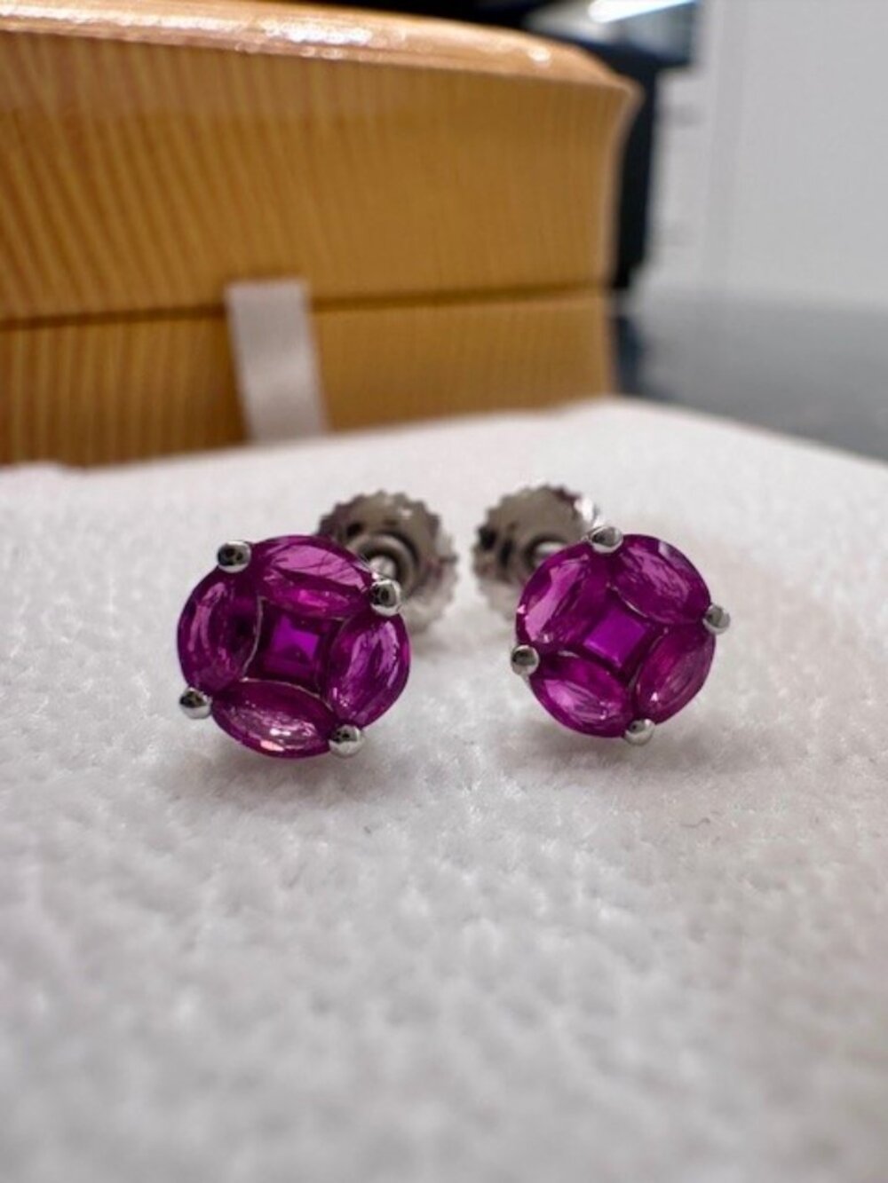 Pink Sapphire Studs with White Gold